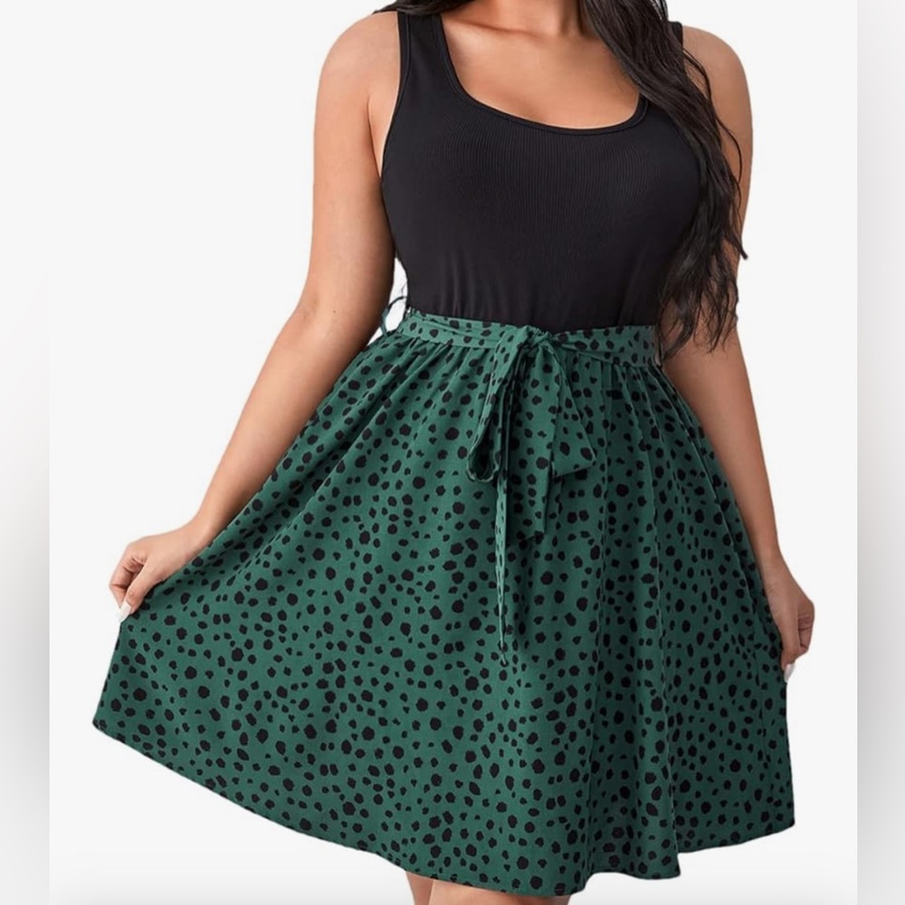 SweatyRocks Women's Plus Size Floral Print Scoop Neck Dress